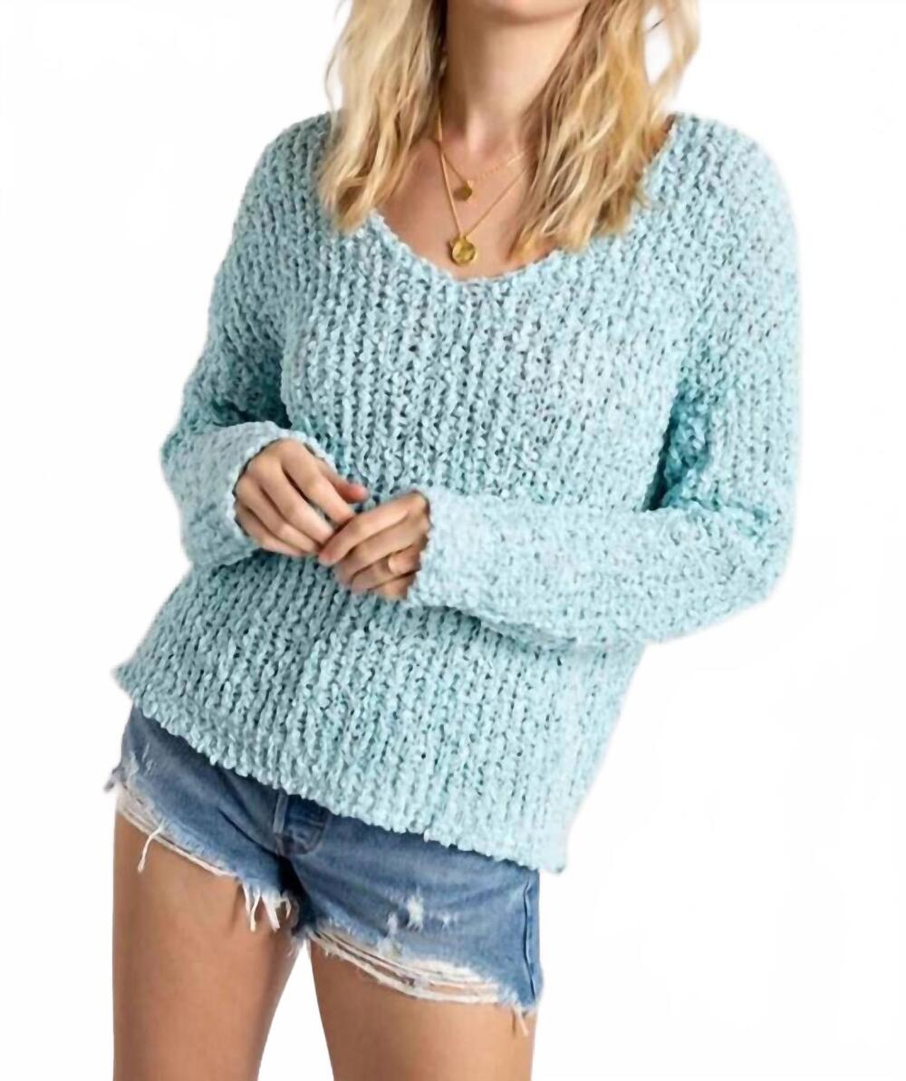 NEW SWEET GENERIS loose popcorn knit boat neck pullover in blue